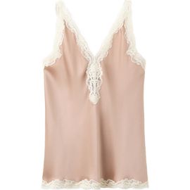 MANGO MANGO Lace Trim Satin Tank