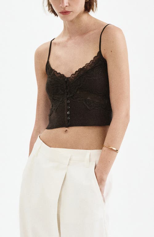 MANGO MANGO Lace Trimmed Fine Knit Crop Camisole