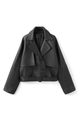 MANGO MANGO Lapels Leather Jacket