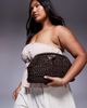 Mango Mango large raffia clutch bag in brown - 1