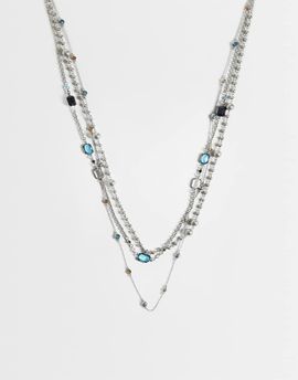 Mango Mango layered charm necklace in silver