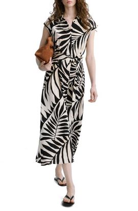 MANGO MANGO Leaf Print Midi Shirtdress