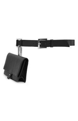 MANGO MANGO Leather Belt with Detachable Pouch