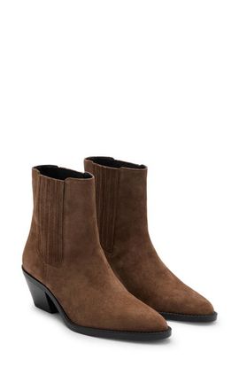 MANGO MANGO Leather Block Heel Bootie