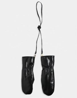 Mango Mango leather faux fur lined gloves in deep black