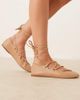 Mango Mango leather lace up flat shoes in pink - 1