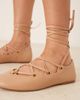 Mango Mango leather lace up flat shoes in pink - 2