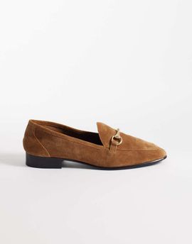 Mango Mango leather loafers with gold-tone hardware in tan-Brown