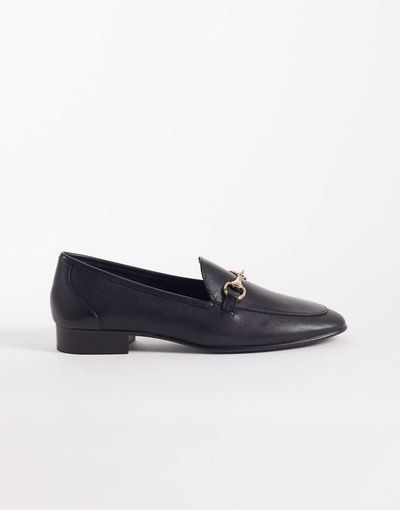 Mango Mango leather loafers with gold hardware in black