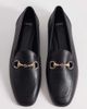 Mango Mango leather loafers with gold hardware in black - 3