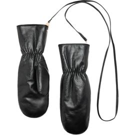 MANGO MANGO Leather Mittens With Faux Fur Lining