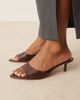 Mango Mango leather open back heeled sandals in deep red - 1