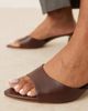 Mango Mango leather open back heeled sandals in deep red - 4