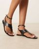 Mango Mango leather sandals with ankle straps in black - 1
