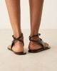 Mango Mango leather sandals with ankle straps in black - 4