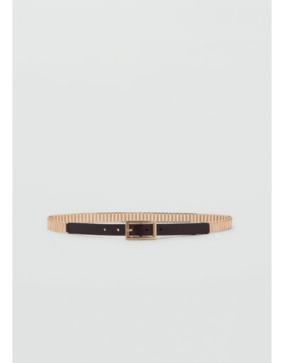 Mango Mango leather slim hardware belt in brown