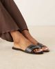 Mango Mango leather sticth detail cut out sandals in black - 1