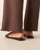 Mango Mango leather sticth detail cut out sandals in black - 3