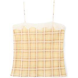 MANGO MANGO Leire Plaid Lace Trim Top