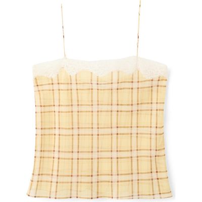 MANGO MANGO Leire Plaid Lace Trim Top
