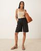 Mango Mango linen bermuda shorts in black - 1