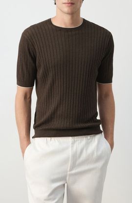 MANGO MANGO Linen Blend Rib T-Shirt