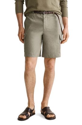 MANGO MANGO Linen Cargo Bermuda Shorts