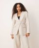 Mango Mango linen v-neck blazer with cinch waist belt detail in oatmeal - part of a set-Neutral - 1