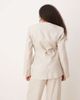 Mango Mango linen v-neck blazer with cinch waist belt detail in oatmeal - part of a set-Neutral - 4