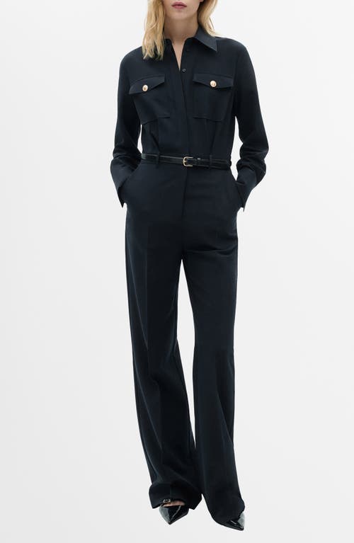 MANGO MANGO Long Sleeve Belted Jumpsuit