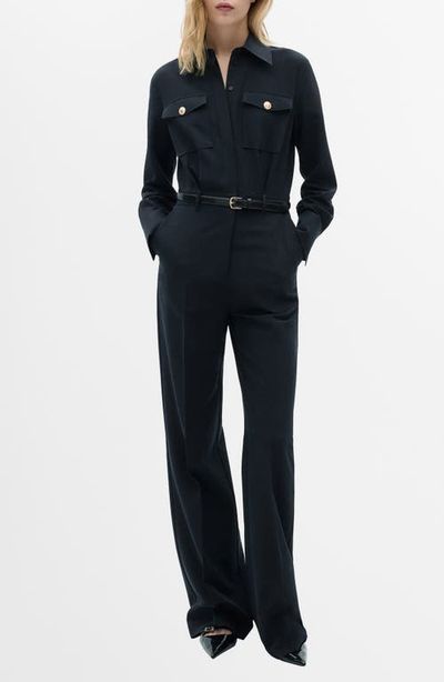 MANGO MANGO Long Sleeve Belted Jumpsuit