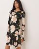 Mango Mango long sleeve mini dress in dark based floral-Black - 1