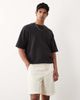 Mango Mango loose fit cotton mix draw string shorts in ecru-Neutral - 2