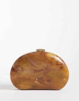 Mango Mango marble effect clutch bag in brown