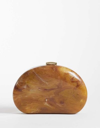 Mango Mango marble effect clutch bag in brown