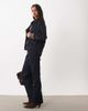 Mango Mango Maya straight jeans with contrast faux leather waistband - part of a set-Blue - 3