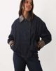 Mango Mango Maya zip up denim jacket with faux leather collar in indigo - part of a set-Blue - 1