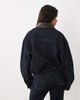 Mango Mango Maya zip up denim jacket with faux leather collar in indigo - part of a set-Blue - 4
