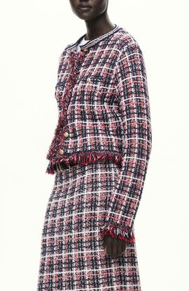 MANGO MANGO Menton Plaid Crewneck Jacket
