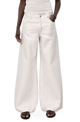 MANGO MANGO Metallic Finish Wide Leg Jeans