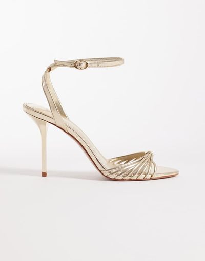 Mango Mango metallic high heeled sandals in gold