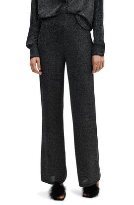 MANGO MANGO Metallic High Waist Straight Leg Pants