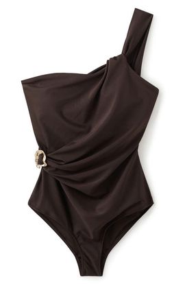 MANGO MANGO Metallic O-Ring One-Shoulder One-Piece Swimsuit
