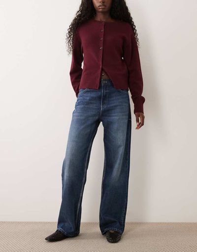 Mango Mango Miami 100% cotton straight leg jeans in dark blue