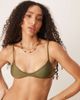 Mango Mango micro bikini top in olive green - 2