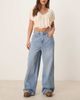 Mango Mango Mila relaxed straight leg jeans with bleach front in light blue - 1