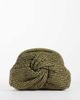 Mango Mango mini raffia knot detail clutch bag with detatchable chain in khaki-Green - 1