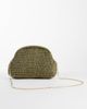 Mango Mango mini raffia knot detail clutch bag with detatchable chain in khaki-Green - 4