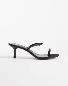 Mango Mango minimal heeled sandals with buckles in black