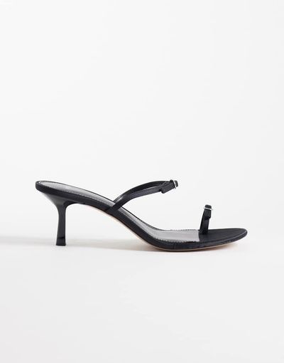 Mango Mango minimal heeled sandals with buckles in black